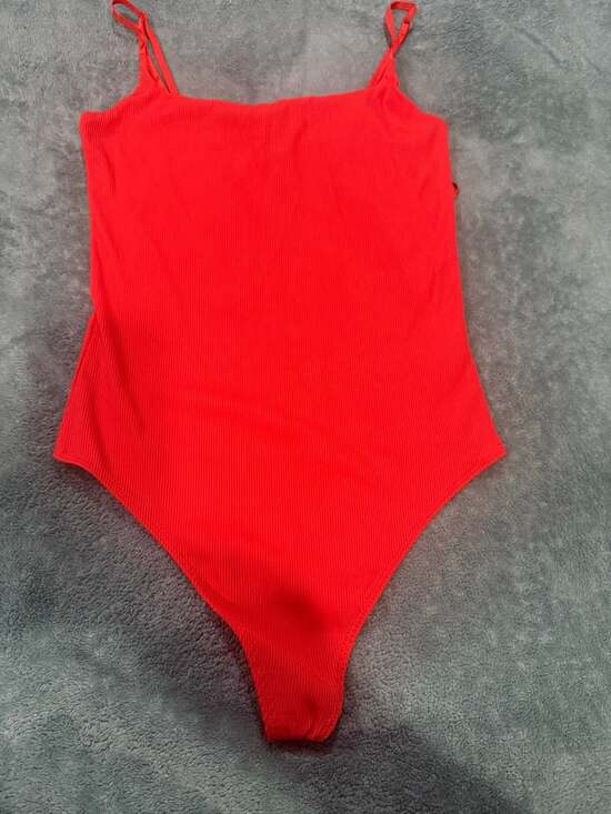 House of Harlow 1960 Other - Women's Red Ribbed One-Piece Swimsuit with Thin Straps, Size S, House of Harlow